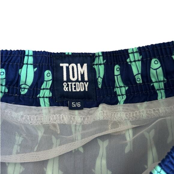 TOM & TEDDY Boys Navy Sardines Swim Trunks Size 5/6 - Picture 4 of 6